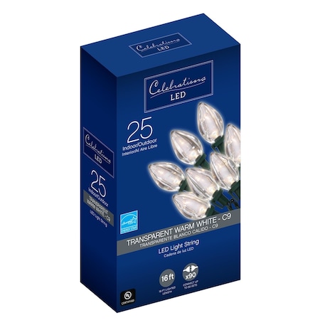 Celebrations Celebrations Blue LED C9 Warm White 25 ct String Christmas Lights 16 ft. 2934-71